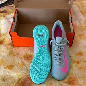 Nike men's Athletic Shoes - Gray and Pink with Blue Sole , indoor soccer shoes